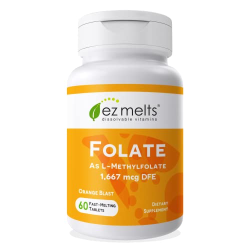 Ez Melts Dissolvable Folate 1,667 Mcg, L-Methylfolate, Sugar-Free, 2-Month Supply #TOP21