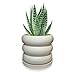 Produktbild erlea Blumentopf Keramik mit Untersetzer - 15 cm hoch inkl. Wasserabfluss Beige glasiert, Ø 13cm Bubble Übertopf Pflanzentopf Innen, Pflanzkübel klein Zimmerpflanzen & Außen, Sukkulenten Orchideentopf