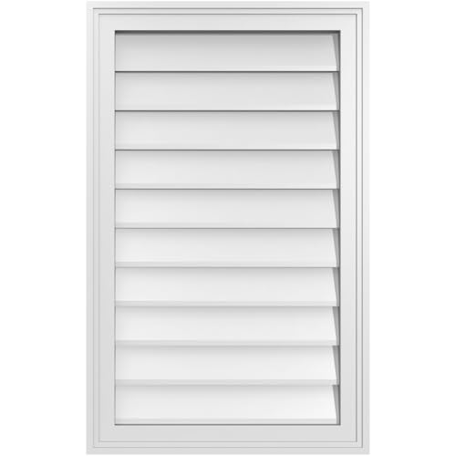20"W x 32"H Rectangle Surface Mount PVC Gable Vent: Non-Functional, w/ 1-1/2" x 2" Brickmould Frame