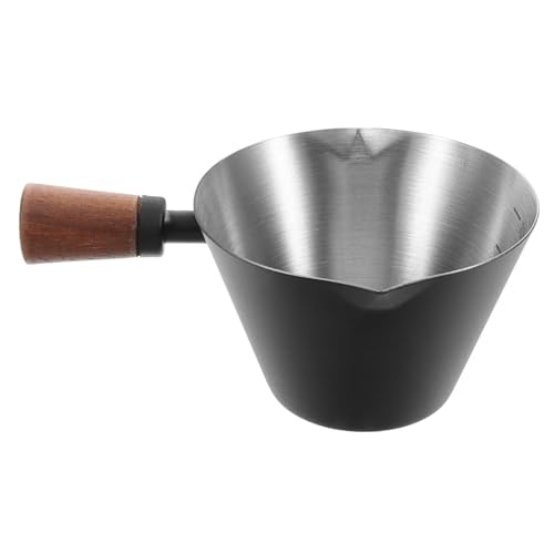 Abaodam tasse à café Tasse à expresso en acier inoxydable Tasse à espresso en acier inoxydable Dispensateur à lait gobelet verseur expresso vapeur de lait gobelet doseur en verre en bois