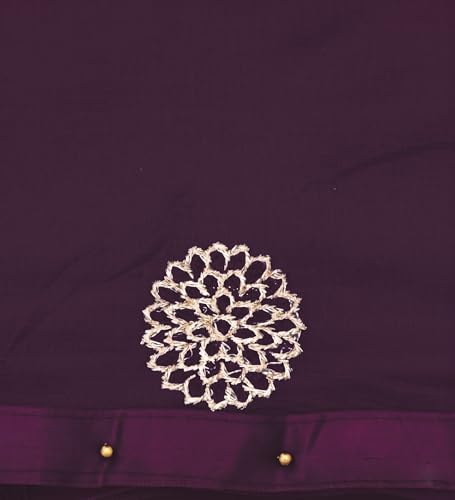 Image of YOUTHQUAKE Golden Floral Embroidery Work Chiffon Dupatta for Womens & Girls with Fancy Moti Lace