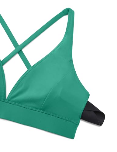 Image of CRZ YOGA Butterluxe Deep V Neck Sports Bras | Light Support, Removable Pads, Yoga, Extremely Soft, Cross Back, Spaghetti Straps, for Women
