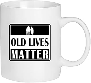 Funny Keepsakes Coffee Mug Gifts(330ml,11oz), Personalised Grandad Grandpa Grandma dad mom Men Women Friends Birthday Gifts, Old Lives Matter-White