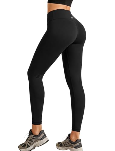 Yvette Leggings Damen Lange Blickdicht Yoga Leggings High Waist Sporthose Workout Gym Yogahose,Schwarz,S