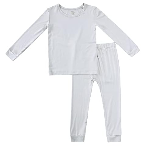 Kids Tales Unisex Bamboo Rayon Pajamas Set Toddler Long Sleeve Snug Fit Sleepwear Child Solid Tops + Pants 2Pcs Sleeper PJS Cover