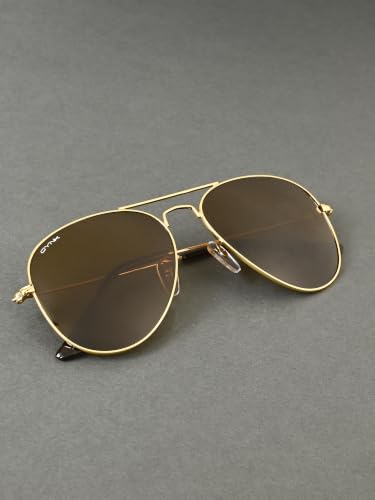 Image of GYNK Men's Aviator Sunglasses | Toughened Glass Lens | UV400 Protection | Lightweight Metal Frame Pilot Sunglasses for Driving, Travel, Outdoor Activities & Daily Wear