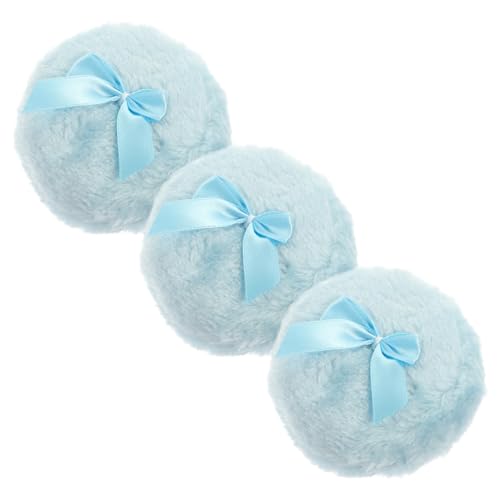 Hemobllo 3 piezas Polvos Corporales Para Niña Puff Suave De Algodón Con Lazo Azul Para Viaje