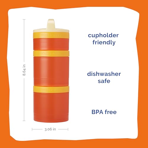 Image of Whiskware Stackable Snack Containers for Kids and Toddlers, 3 Stackable Snack Cups for School and Travel, Tan /Yellow /Orange