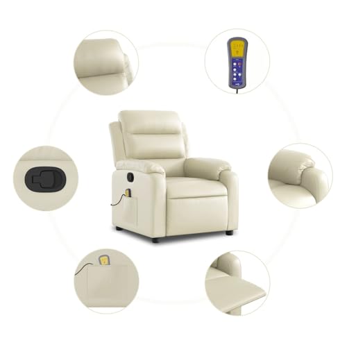 Gecheer Massagesessel mit Relaxfunktion, Kunstleder, Creme, Sessel Wohnzimmer Fernsehsessel Liegesessel für Entspannung Homeoffice Leseecke3206161 – Bild 7