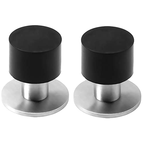 Butée de porte adhésive en acier inoxydable et caoutchouc pour sol et mur Pack de 2 - 2