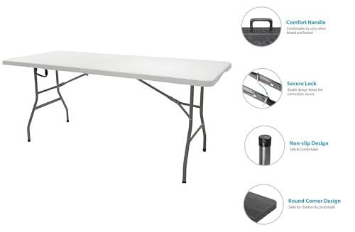 Table pliante exterieur 180cm blanche gain de place pour jadin