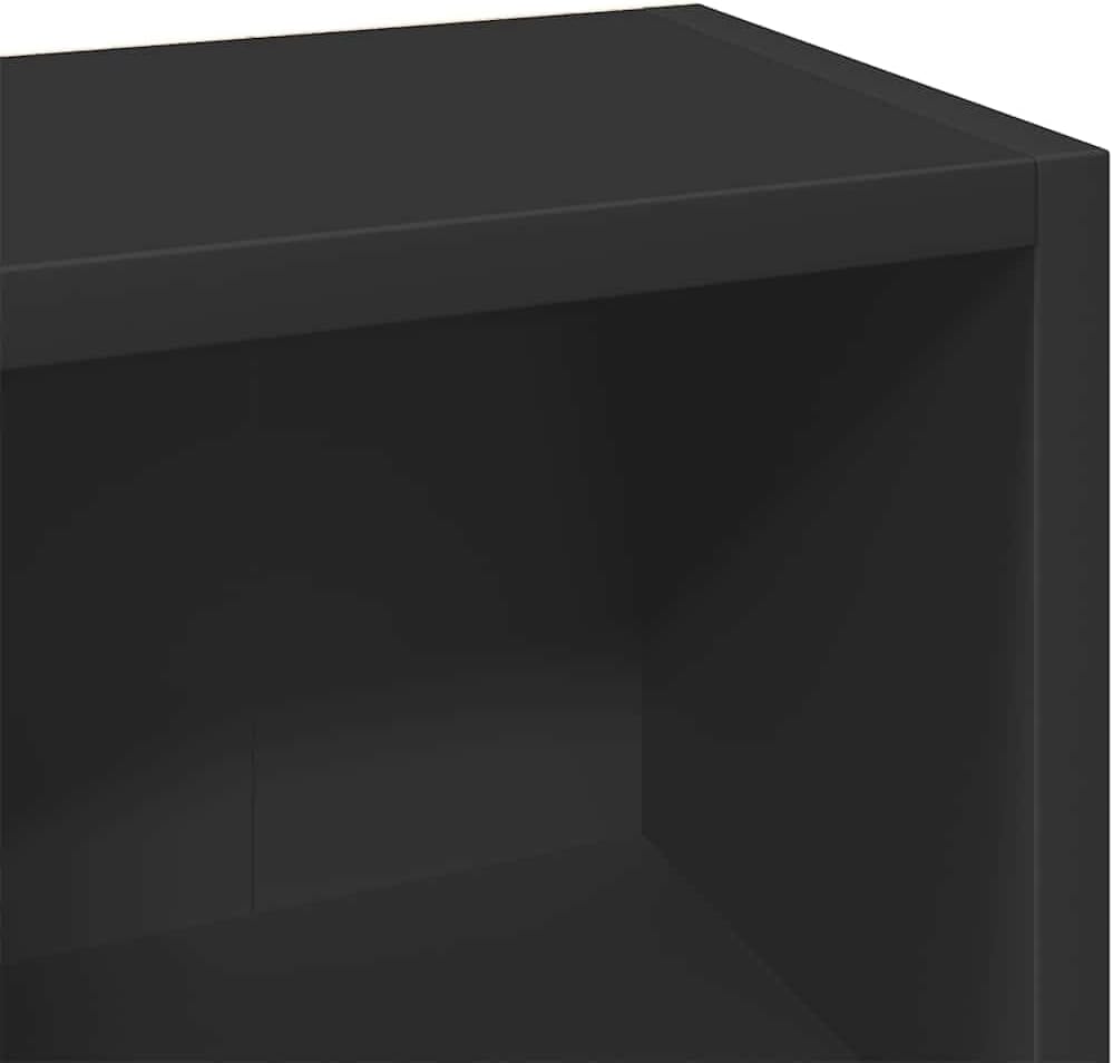 Set of 2 Black Engineered Wood CD Storage Cabinets with 5 Shelves Each Unit CD Holder for Media Organization 36.8 Inch Tall