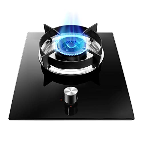 Aouoeeo Placa de Gas, Encimera de Gas, Cocina de Gas de 1 Quemador, 33 cm, de Cristal Negro, para Uso en Interiores y Catering.