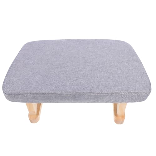 VOSAREA Taburete de Madera Tapizado en Algodón y Lino Multifuncional Base Resistente y Diseño Elegante, Banco Pequeño para Sentarse Adecuado Entrada y Sala de Estar