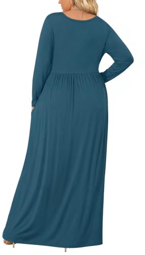 Image of BISHUIGE Womens Plus Size Maxi Dresses Casual Long Fall Dress with Pockets