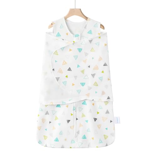 Image of Ftikvo Swaddle-Blanket Baby Girl & Boy Swaddles Newborn Infant Transition 100% Cotton Wrap Blankets, 3-Way Adjustable Wearable Blanket, TOG 1.0 (Multicolored Triangle, 0-3 Month)
