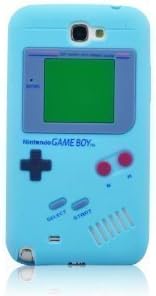 DE Cute 3D Funny Cartoon Family Series Samsung Galaxy Note 2 II N7100 Case Sky Blue New Retro 3D Gameboy Style Soft Silicone Rubber Case Protective Cover for Samsung Galaxy Note 2 II N7100