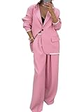  shownicer Ensemble Femme Chic Et Elegant Tailleurs Revers Manteau Ensemble Élégante Tenue 2 Pièces Costume Formel Bureau Travail Pantalon Costumes A Rose L