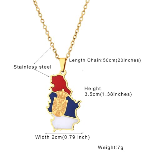 Fashion Stainless Steel Republic of Serbia Map Pendant Serbian Flag Necklace2