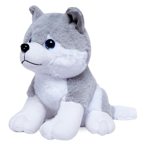 Image of Babique Plush Husky Dog Stuffed Animal Puppy Soft Toy, Adorable Gifts for Kids and Adult, Glitter Eyes Soft Toy, 32CM (Gray)