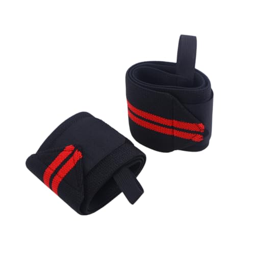 VALICLUD 2Pcs Wrist Strap with Thumb Gym Support Stabilizer for Weight Lifting and Powerlifting Durable Hand Wraps for Men and Women Black and Red