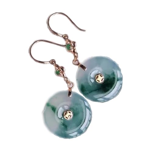 Pendientes de botón de plata S925 y jade natural verde