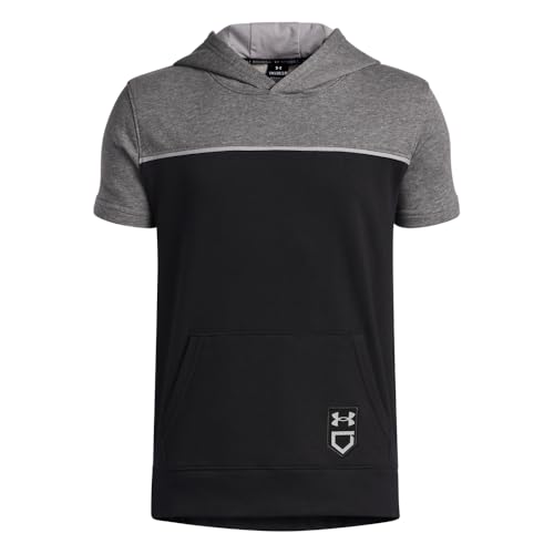 Under Armour Boys' Utility Short Sleeve Hoodie, (001) Black/Castlerock/Steel, Large
