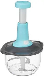 BigPlayer Manual Food Chopper - Hand Push Vegetable Chopper, Cutter, Mixer Set with 3 Stainless Steel Blades