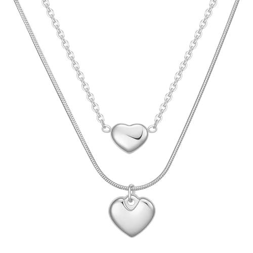 Chaine de boucle d'enceinte anti-ternissement : le bijou coeur double couche qui ne décolore pas