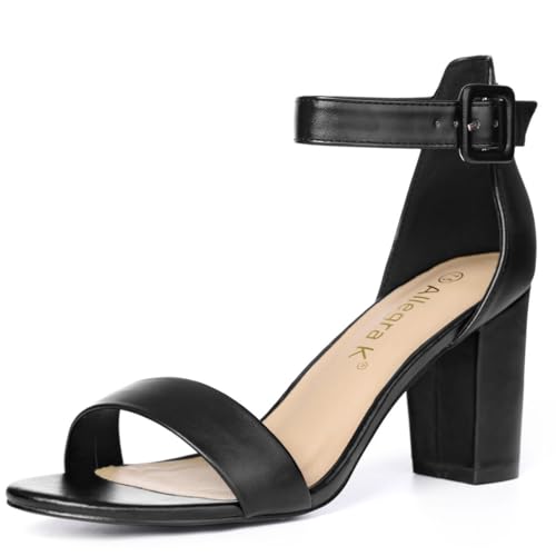 Image of Allegra K Women's Open Toe Chunky High Heel Buckle Ankle Strap Sandals