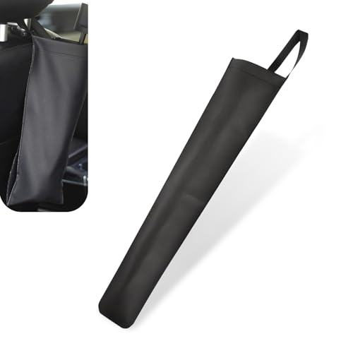 Zehiony Car Umbrella Storage Bag, Waterproof Leather Hanging Pouch, Foldable Long & Short Handle Umbrella Organizer with Hook and Loop Fastener, Interior Storage Accessory for Cars (Black)