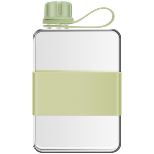 500ml Flat Leak Proof Bottle BPA Free Portable Slim Lightweight Traveling Water Mug Sports Water Bottles for Outdoor (green)