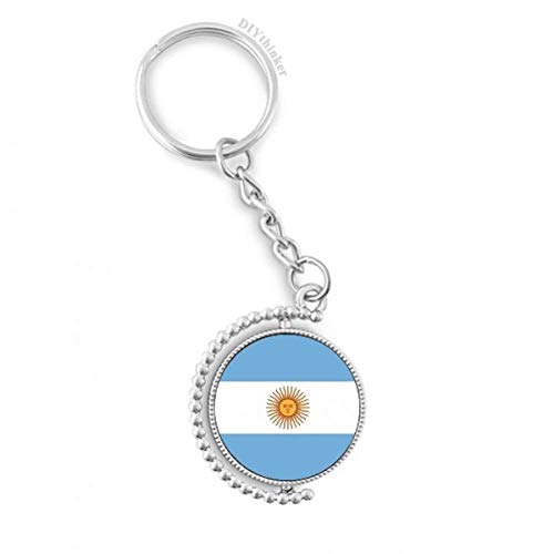 Llavero de Argentina circular con soporte de llave giratorio y eslabones