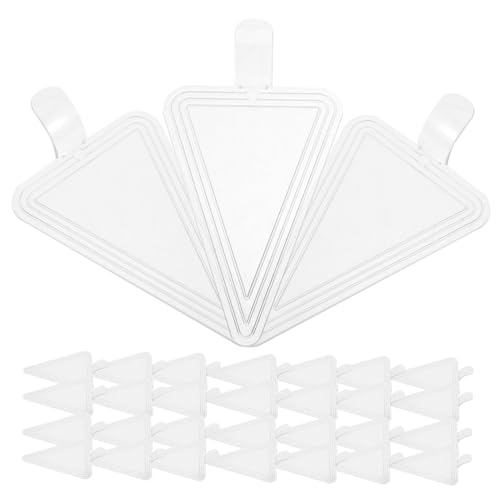 Cabilock 100pcs Reusable Thickened Plastic Cake Base Boards with Handle for Weddings Birthdays Bakeries Desserts Display Transparent Mousse Holders for Various Occasions