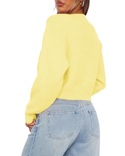 Image of Balimtoy Women's Cropped Cardigan Sweaters Long Sleeve Button Down Sweaters Knit Cardigan Cute Y2k Open Front Crop Top