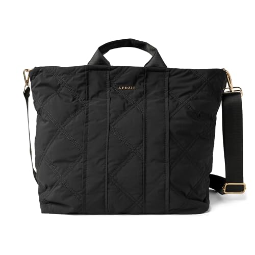Image of KEDZIE Quilted Cloud 9 Convertible Backpack Purse for Woman - Midnight Black