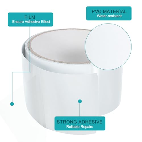 Image of MECCANIXITY Waterproof Patch Seal Tape 2 in x 5 Ft, PVC Leak Proof Repair Sealing Duct Tape for HVAC, Roof Crack, Boat Hoses Pipes, Awning, White