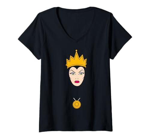 T-shirt Disney Villains Evil Queen col V vêtement mode femme grand motif