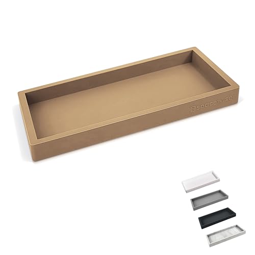 Spacewiser Countertop and Vanity Tray – Small 7.7" Silicone Soap Dispenser Trays, Flexible Bathroom Trays, Dish Soap Holder Kitchen Counter Caddy, Organizer Sink Tray for Soaps Bottles, Sponge, Keys -  TRAY-S-LTAN-FBA