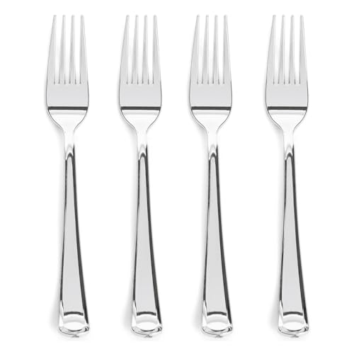 Prestee 100-Pack Heavy Duty 7-Inch Silver Plastic Forks