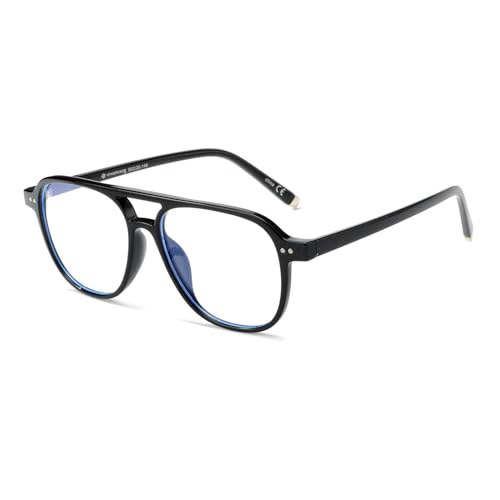 Image of OUWEN Square Aviator Blue Light Blocking Glasses Womens Mens, Anti EyeStrain & UV Glare Computer Gaming Eyeglasses OW2244