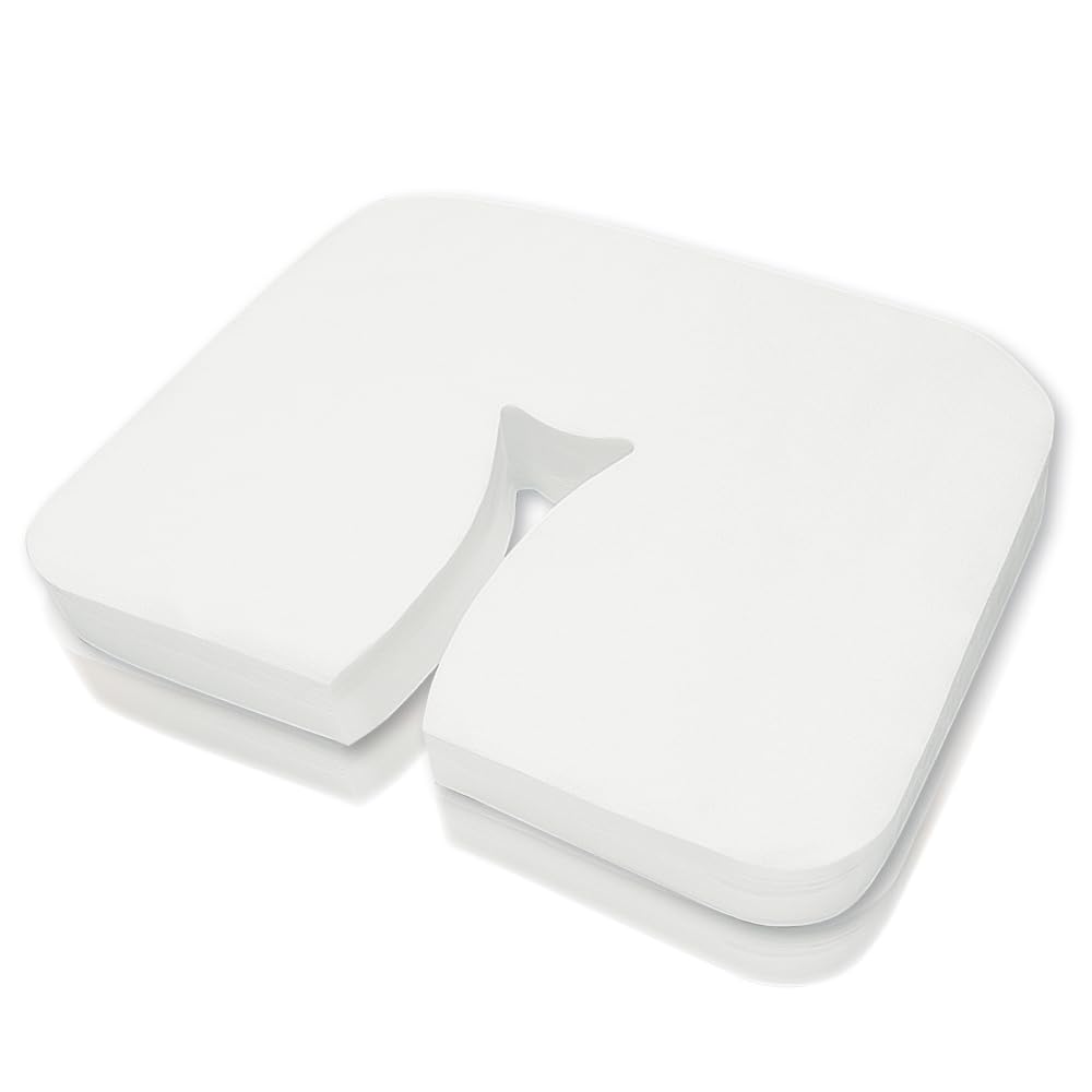 Camillas de masaje, almohadillas faciales, paños desechables para la nariz, almohadillas desechables para reposacabezas en mesas de masaje (blanco, 100 unidades, 350 x 280 mm