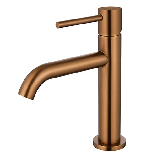 Edouard Rousseau - Mitigeur Lavabo SCRIPY - Aérateur Économie d’Eau -3 Finitions Disponibles - Livré Complet avec Vidage (Cuivre Titane)