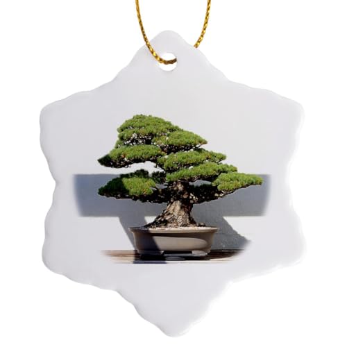 3drose Bonsai Tree Snowflake Porcelain Ornament, 3-Inch