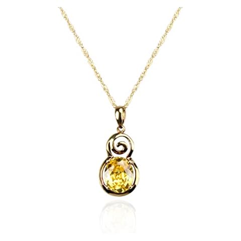 JadeAngel 925 Sterling Silver Gold Plated Necklace for Women Gourd Pendant and Yellow Cubic Zirconia Charm Necklace Cover