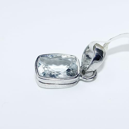 Pendentif aigue-marine naturelle et breloque locket argent - 7