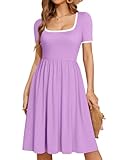 YATHON Lavender Dresses for Women 2024 for Weddings Cute Flowy Graduation Guest Dresses for Women Casual (YT322-Lavender,M)