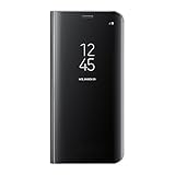 Samsung Galaxy S8/S8 Plus Slim Purse Bag, Multi-Function Removable Magnetic Clamshell Translucent Clear Smart Mirror Sleep Stand Protection S8+ S-View flip Cover Black (Black, Galaxy S8)
