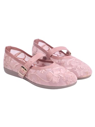 Image of Shoetopia Women's Embroidered Belly Shoes - Soft Comfortable Flats with Adjustable Strap | Traditional Floral Design for Casual & Ethnic Footwear