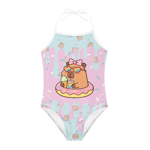 Image of Girls One Piece Swimsuit Summer Quick Dry Beach Sport Bathing Suit Halter Strap 1-10 Little Kids Toddler Swimwear